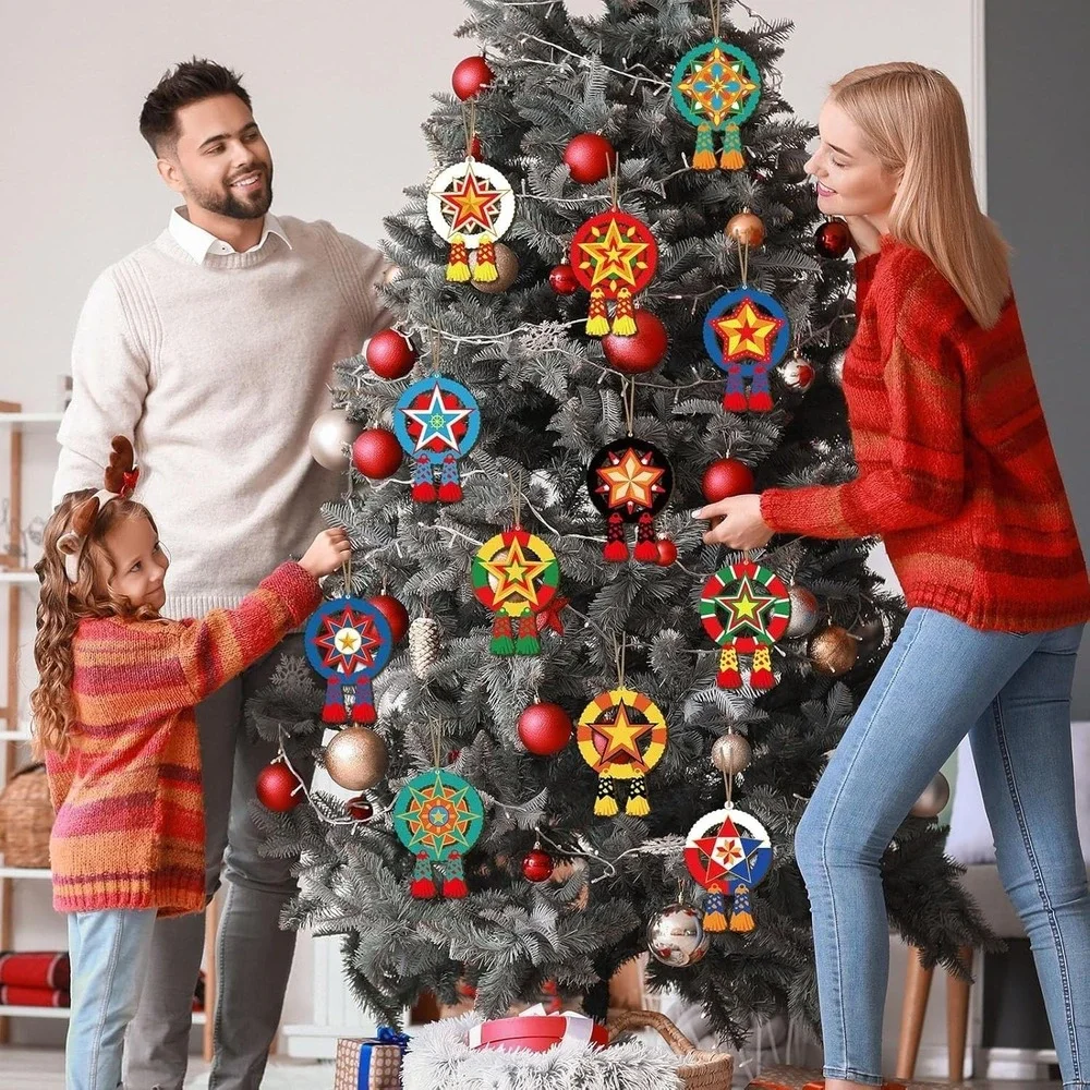 24 Pcs Philippine Christmas Tree Parol Ornament Christmas Mini Parol Wooden H...